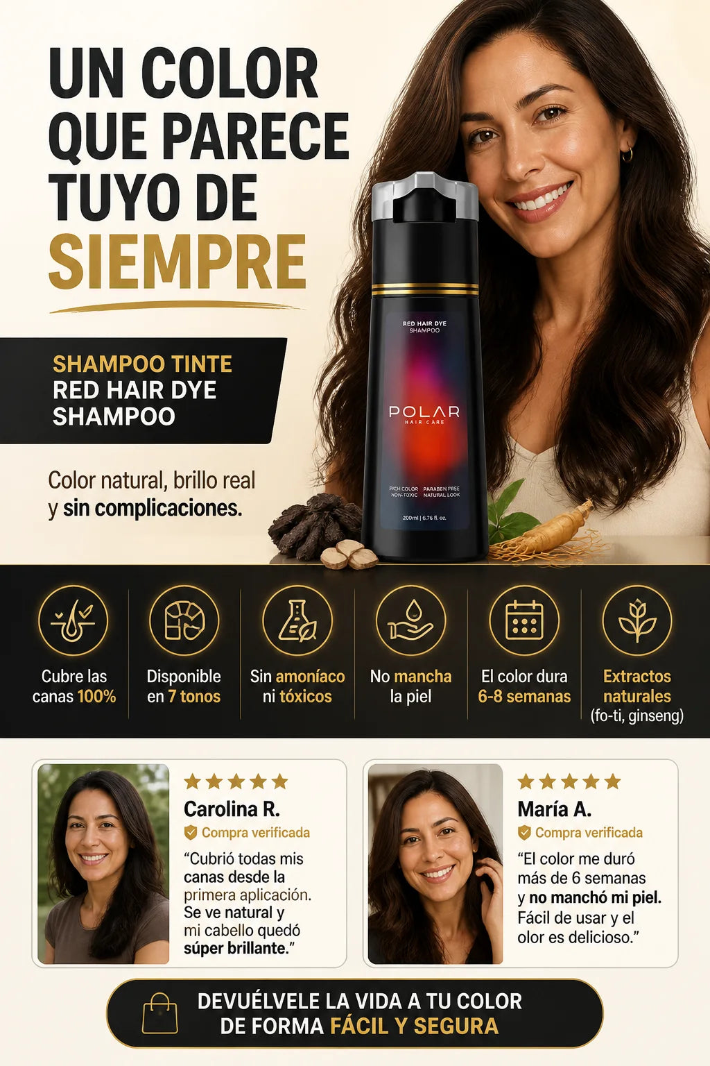 Cubre canas, rojo natural, sin amoníaco, no mancha, dura 6-8 semanas