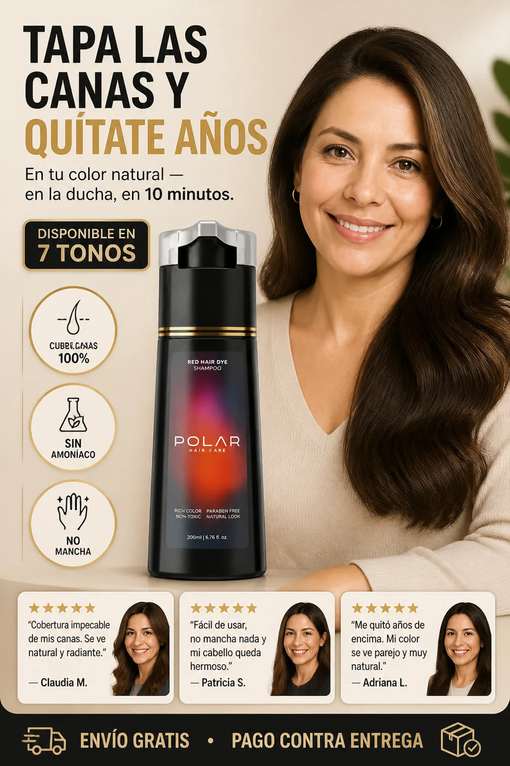 Tapa las canas con un rojo que te quita años - Polar Red Shampoo Tintura
