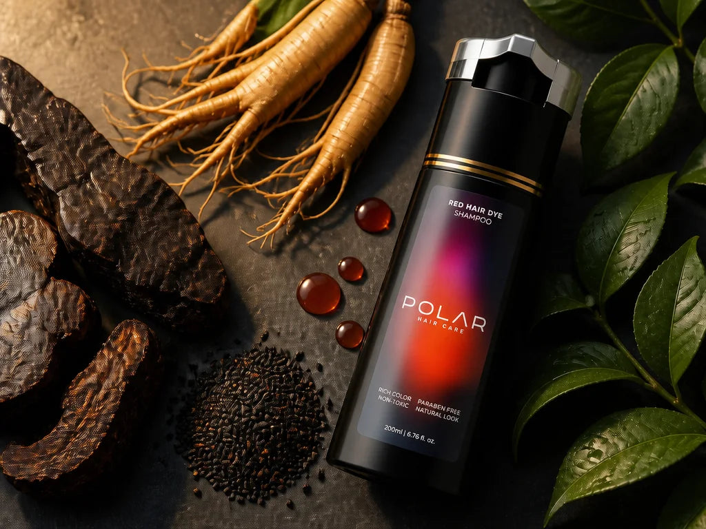 Fo-ti, ginseng y sésamo negro con el frasco Polar Red